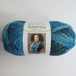 Red Heart Sashay Boutique Yarn Metallic Aquamarine One Skein 100g NEW